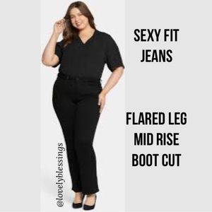 Black Jeans 16W Short Length Giselle Stretch Bootcut Mid Rise Gloria Vanderbilt